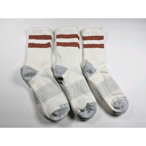 Bombas Vintage Style Brown Stripe Crew Socks Lot Of 3 Pairs Size L - Picture 2 of 3